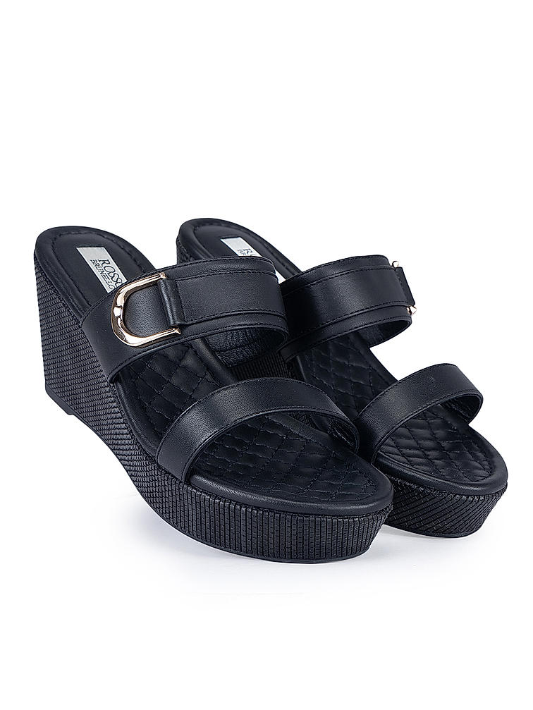 Black Strappy Wedges