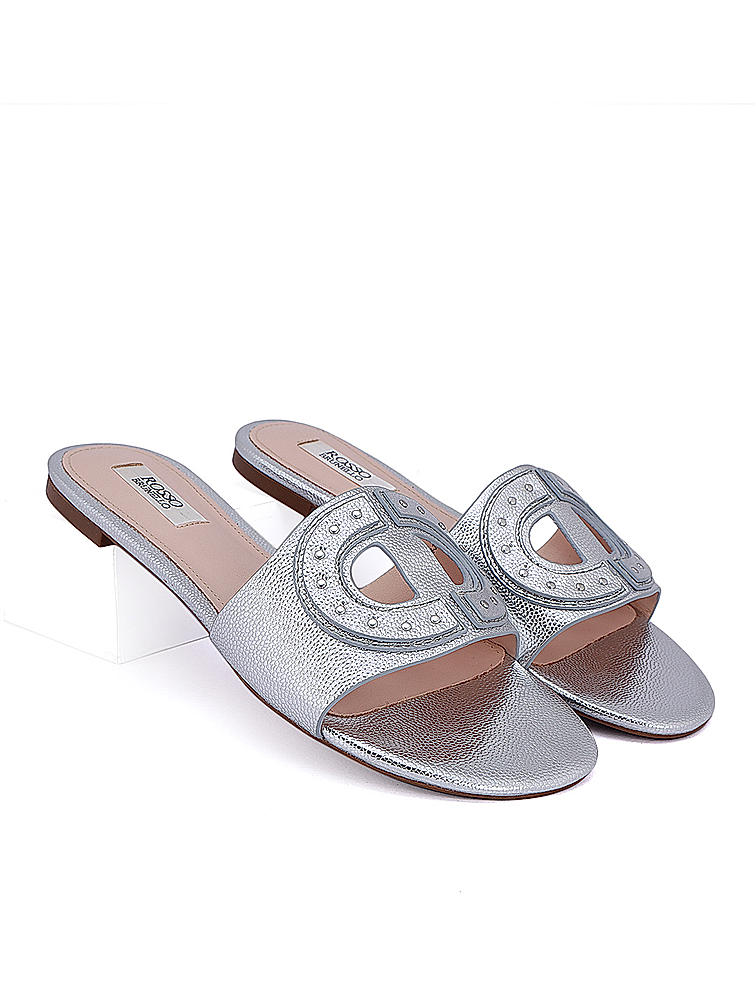 Silver Stud Embellished Sliders