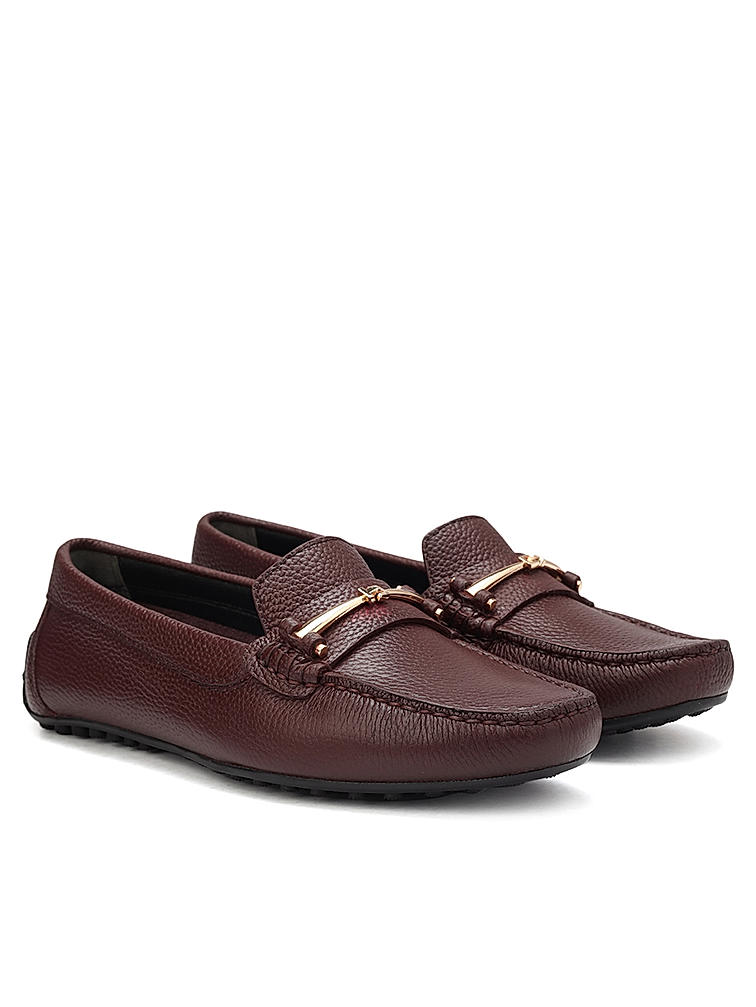 Burgundy Moccasins With Buckle