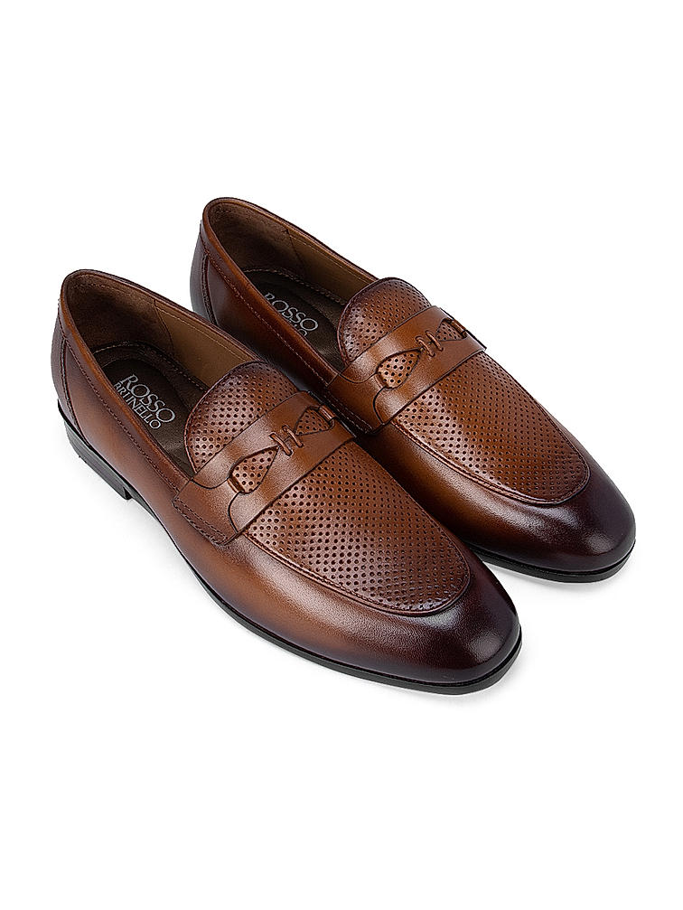 Tan Perforated Loafers