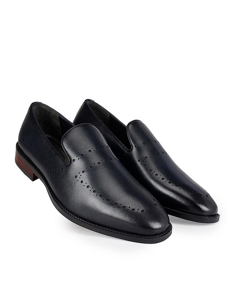 Navy Leather Loafers