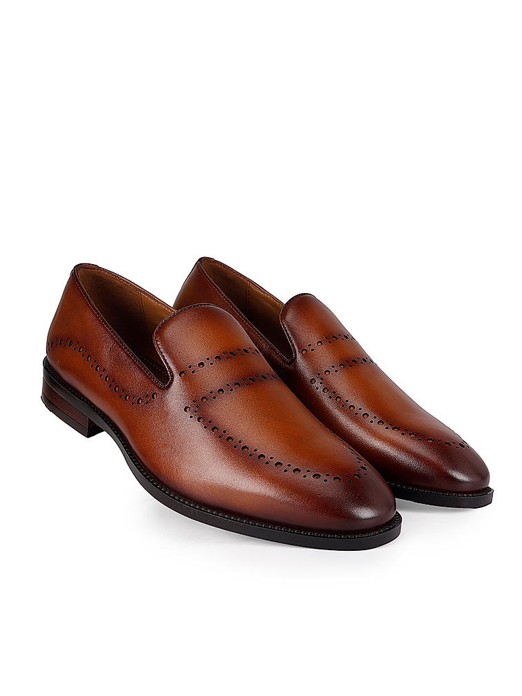 Tan Dual Tone Leather Loafers