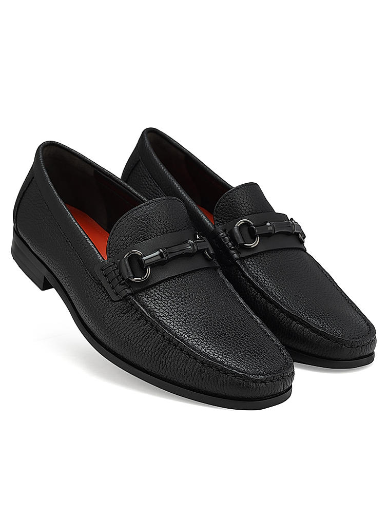 Black Heel Moccasins With Buckle