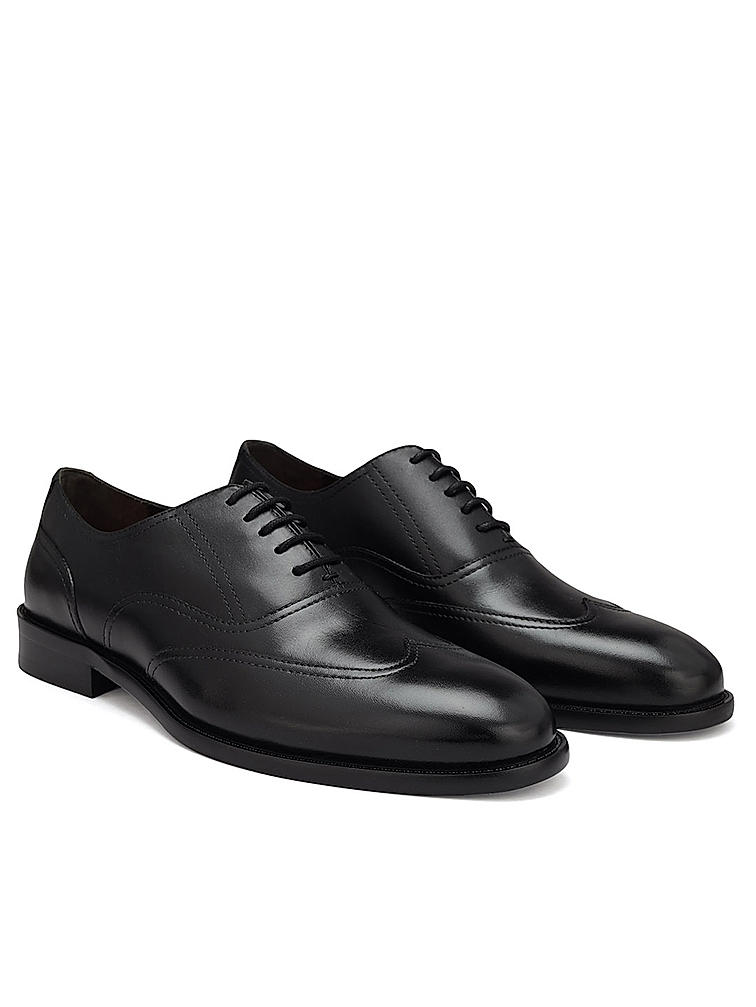 Black Leather Derby Shoes