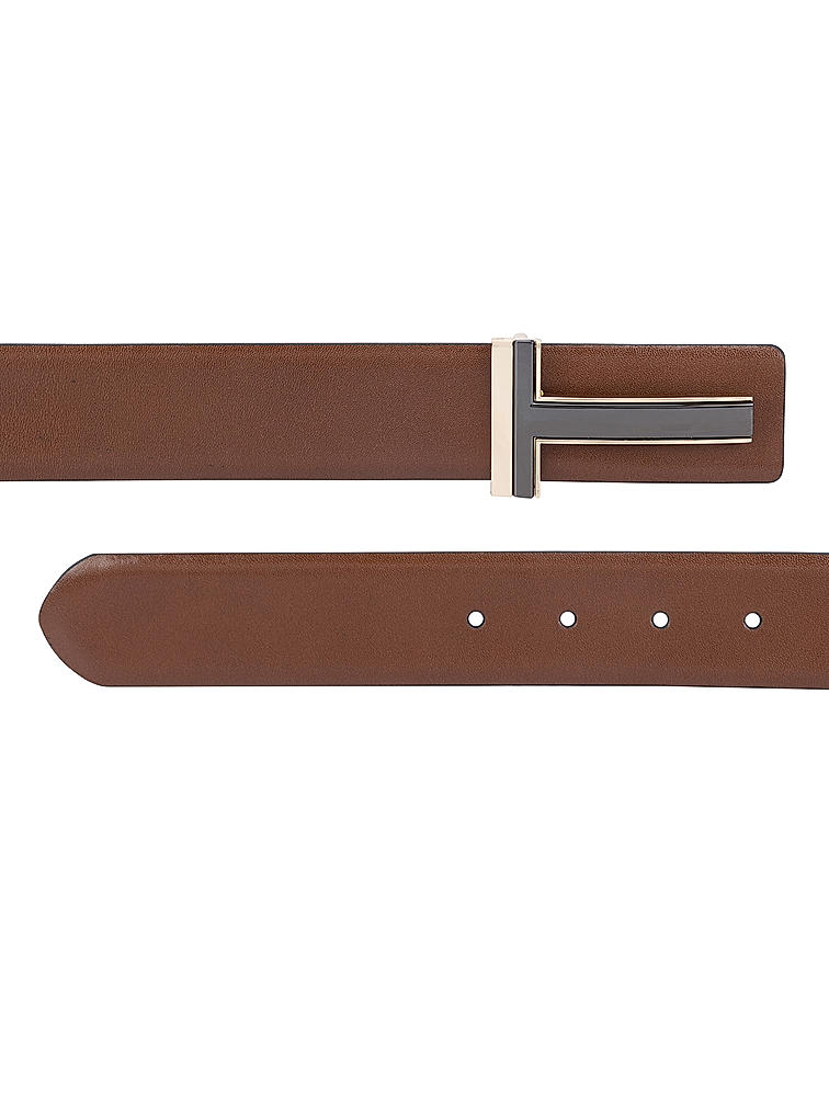 Brown Plain Leather Men's Belt