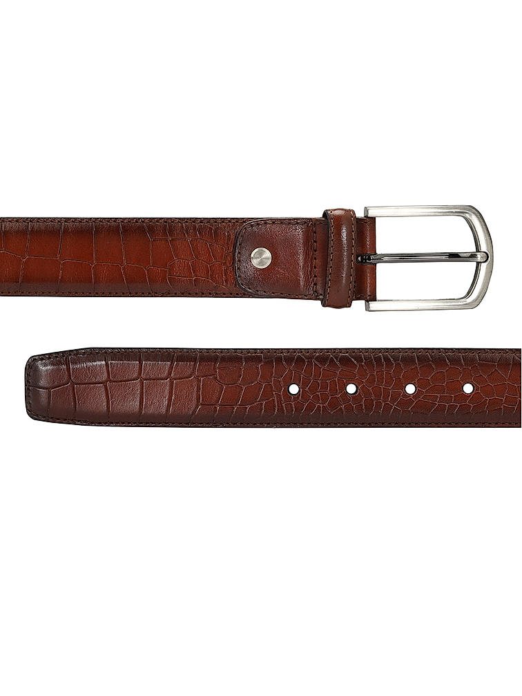 Tan Croco Textured Men's Belt