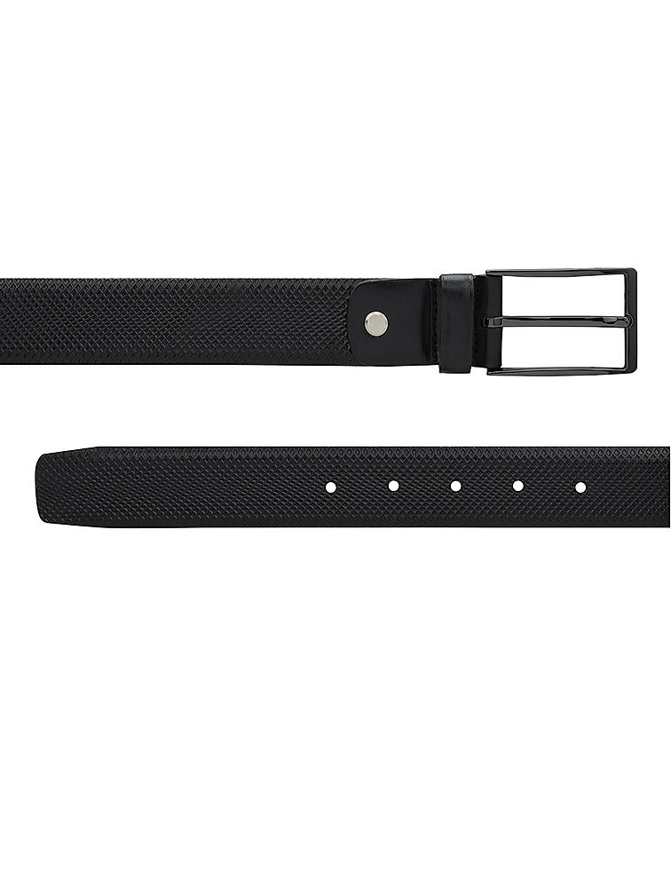 Black Textured Leather Men's Belt