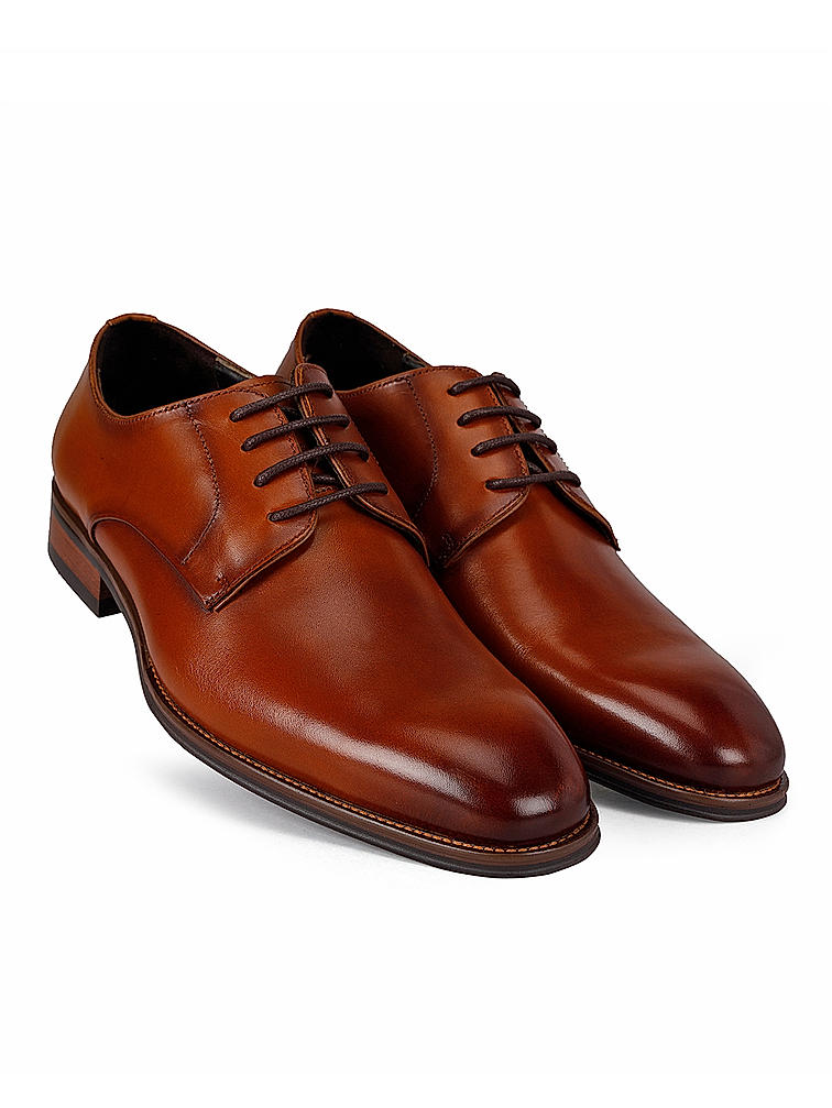 Tan Leather Derby Shoes