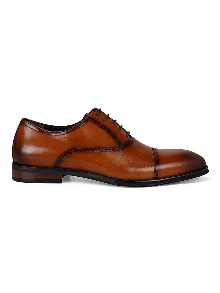 Tan Leather Cap Toe Lace Ups