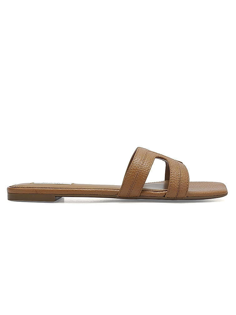 Tan Textured Leather Sliders