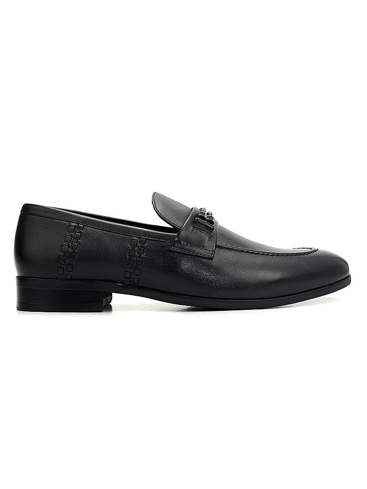 Black Loafers With Braided Panel