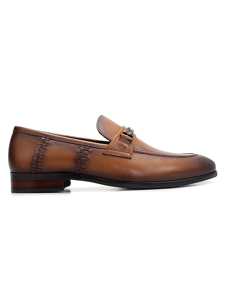 Tan Loafers With Braided Panel