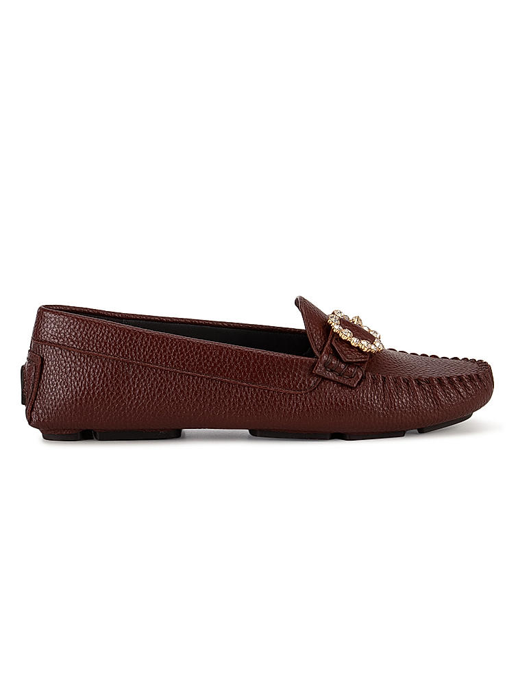 Burgundy Embellished Moccasins