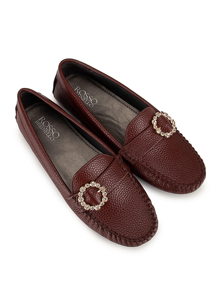 Burgundy Embellished Moccasins