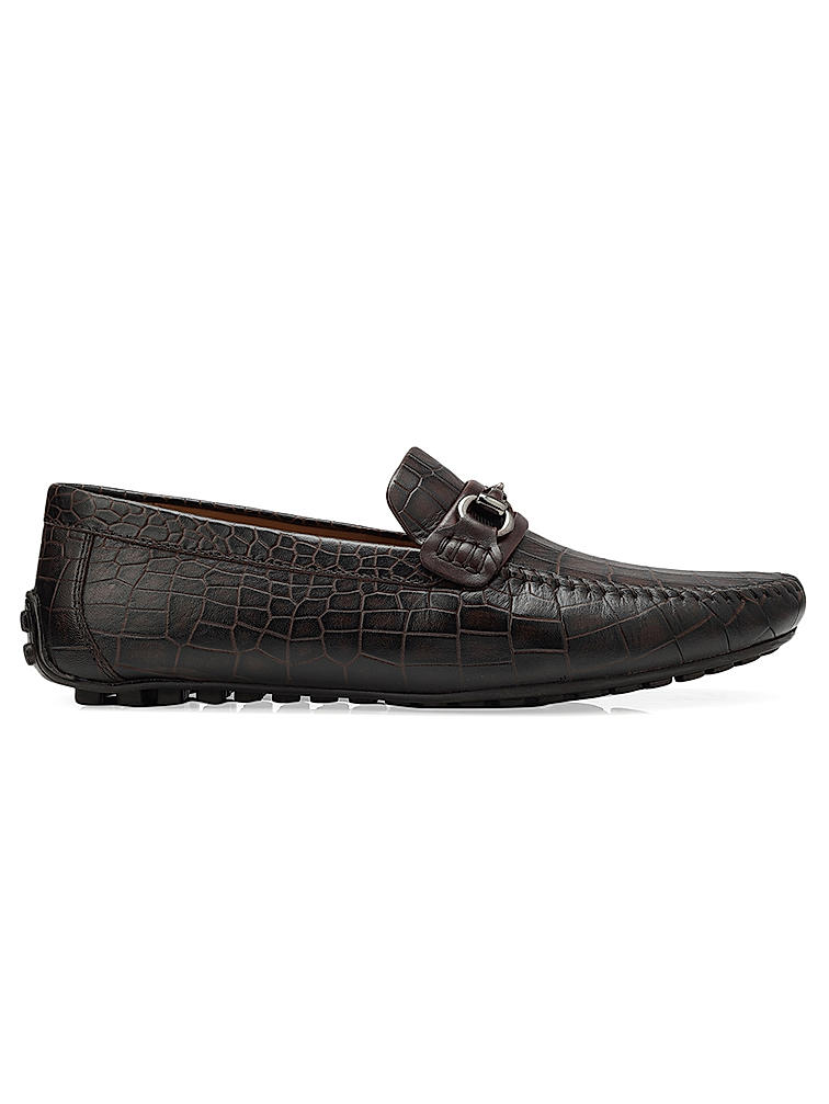 Coffee Croco Textured Moccasins