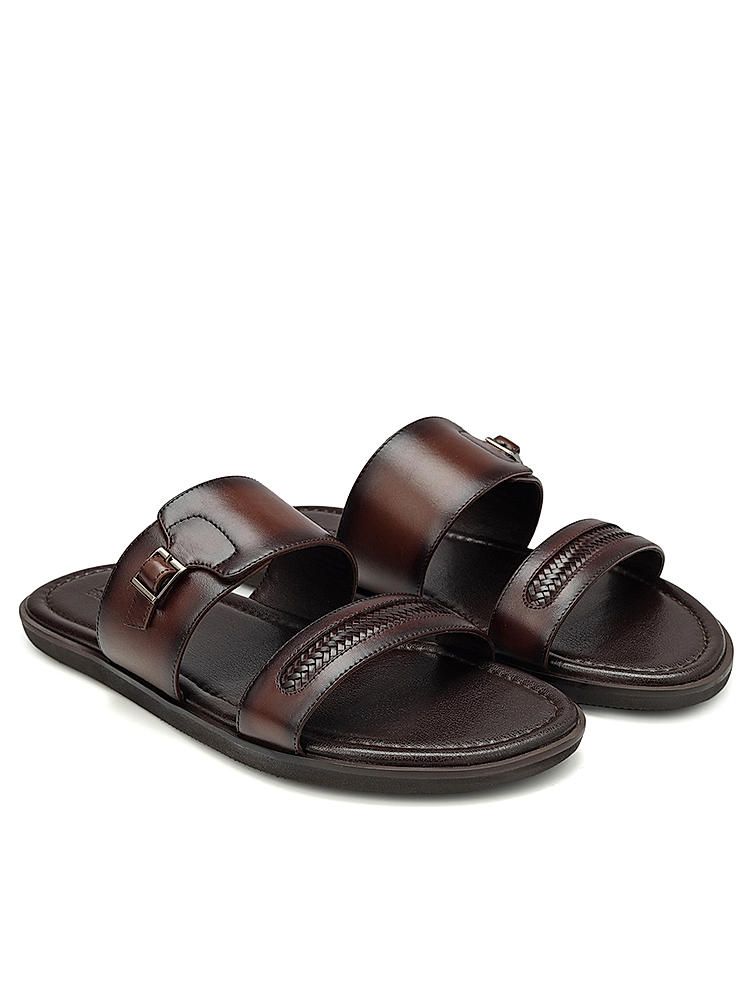 Brown Leather Sliders