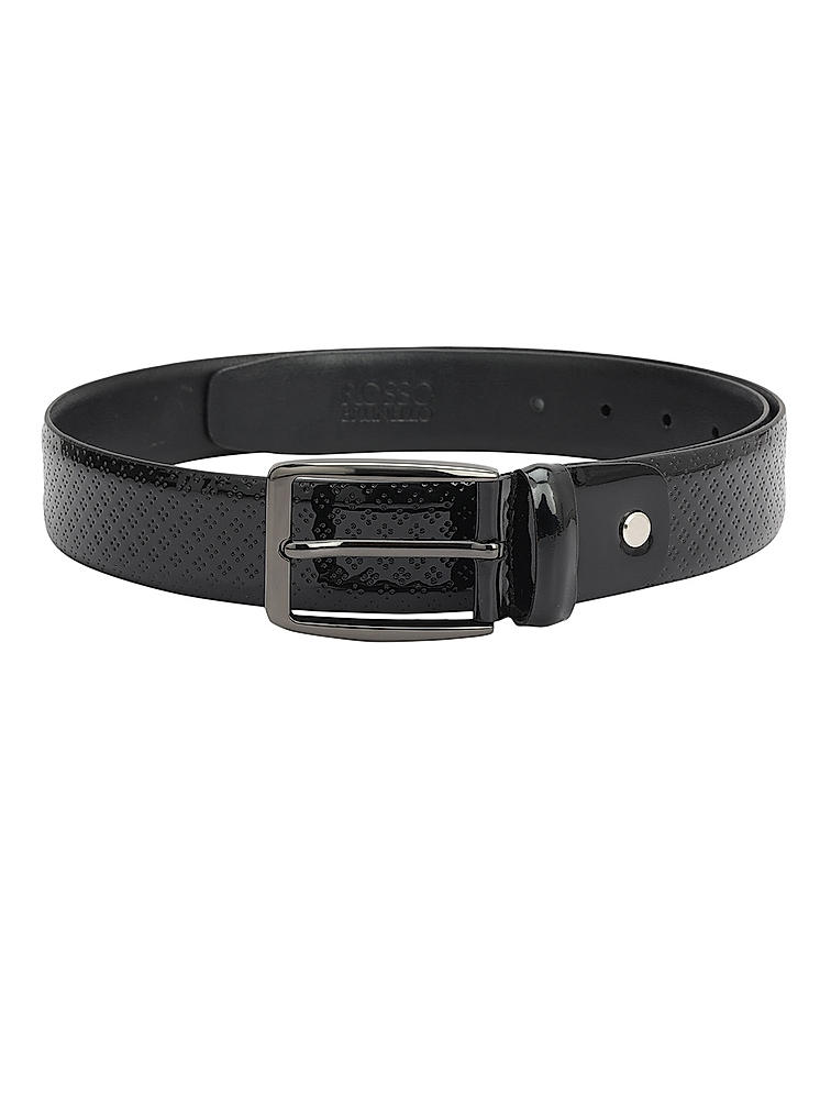 Black Textured Leather Men's Belt