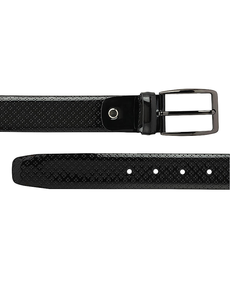 Black Textured Leather Men's Belt