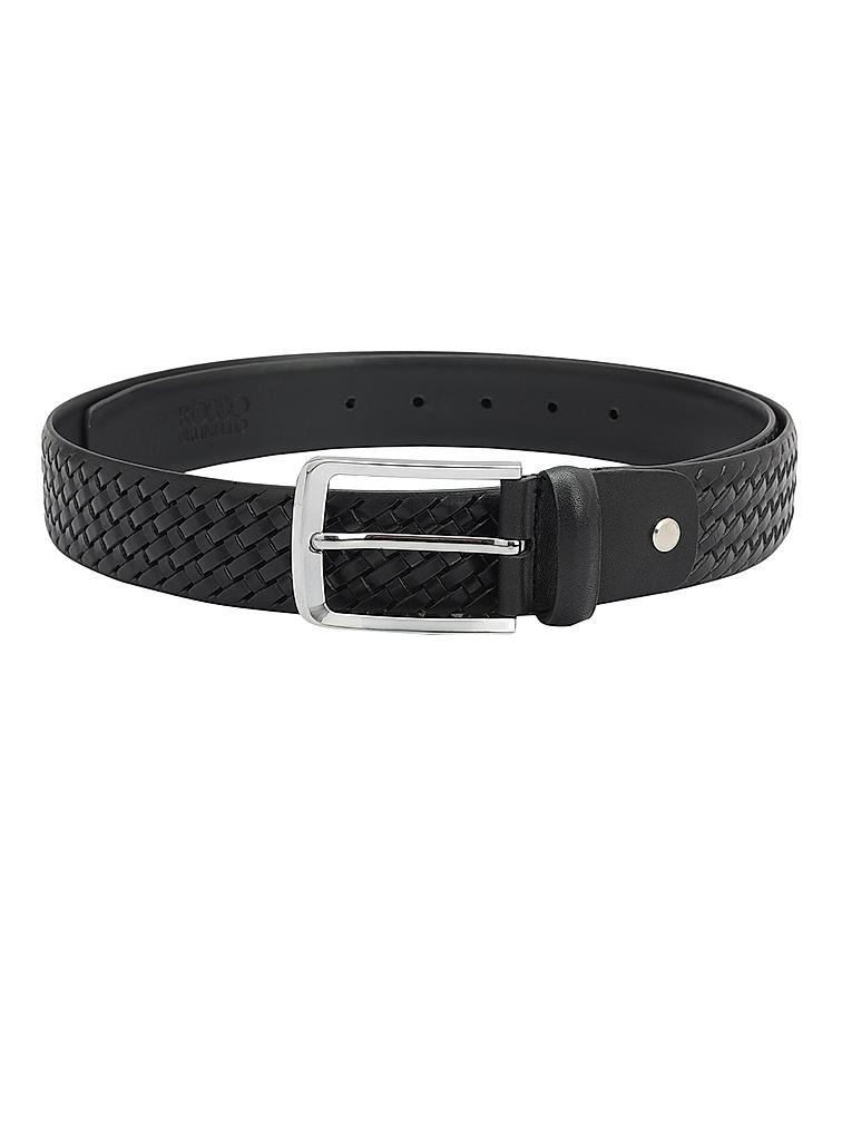 Black Mat Embossed Men's Belt