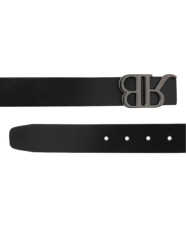 Black Plain Leather Men's Belt