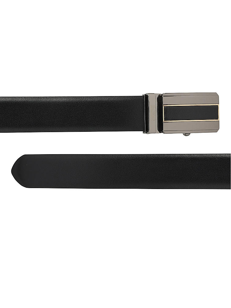 Black Plain Leather Men's Belt