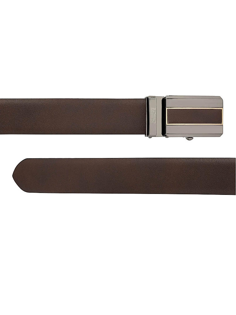 Brown Plain Leather Men's Belt