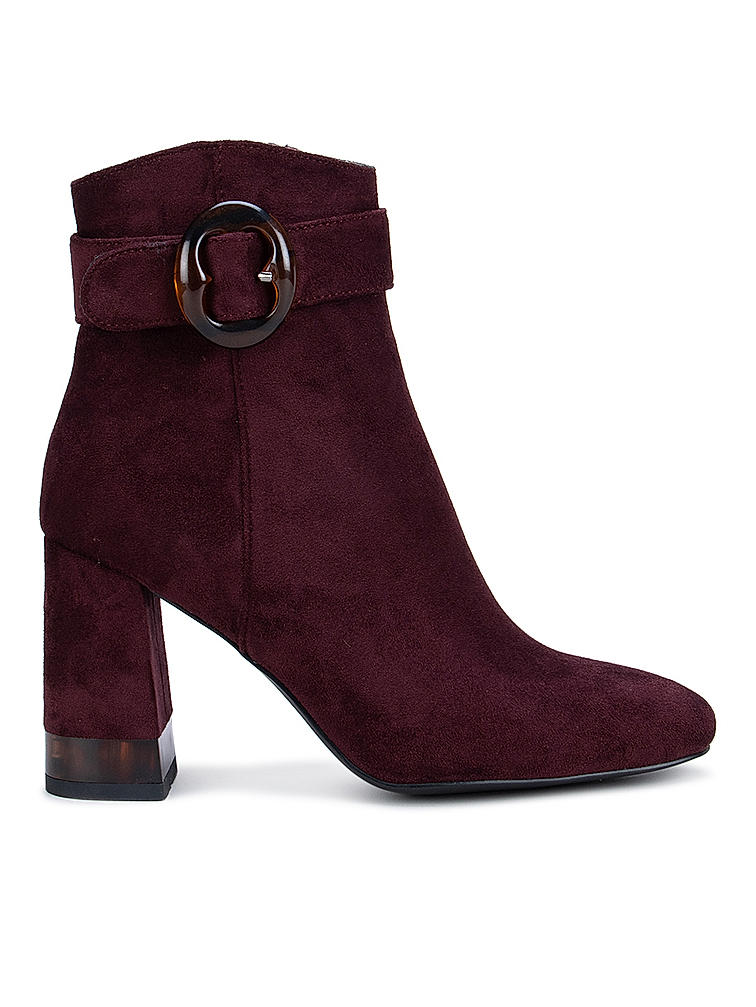 Burgundy Ankle Boots with Block Heels