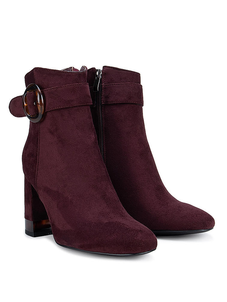 Burgundy Ankle Boots with Block Heels