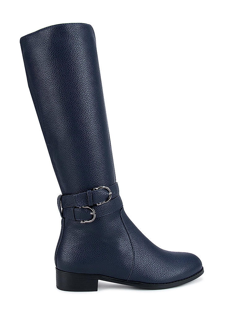 Blue Textured Knee High Boots