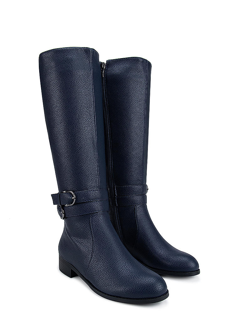 Blue Textured Knee High Boots