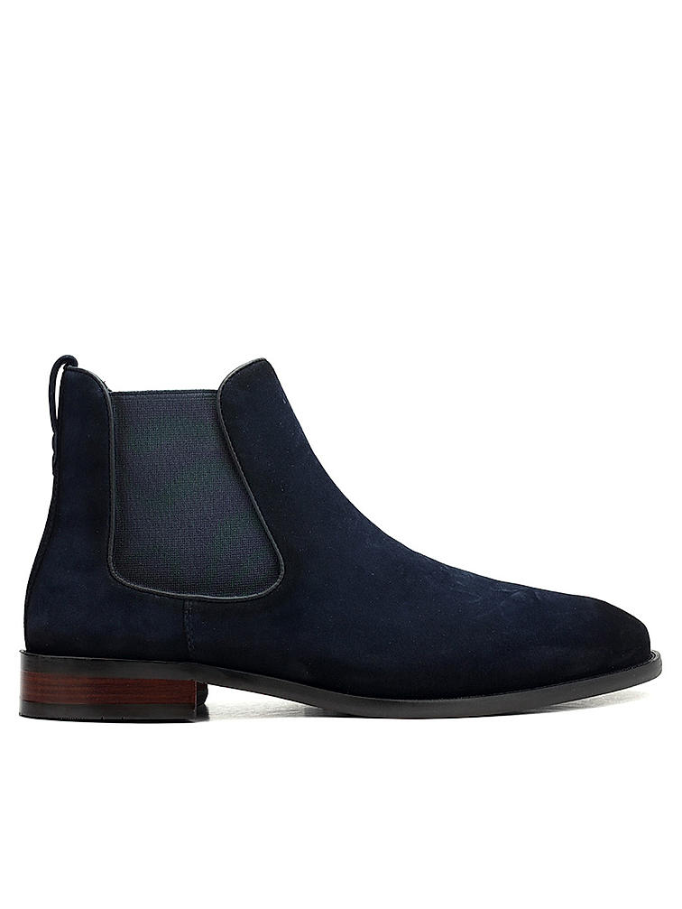 Navy Suede Leather Boots