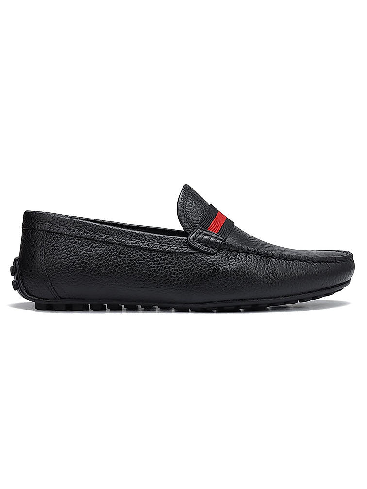 Black Moccasins With Contrast Panel