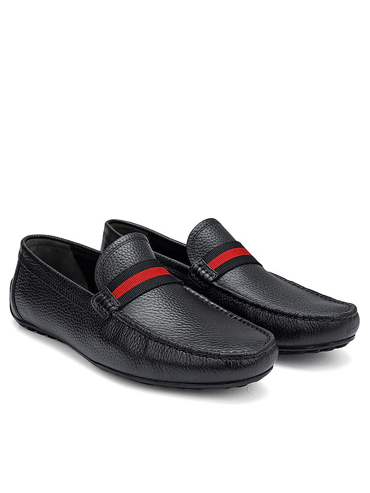 Black Moccasins With Contrast Panel