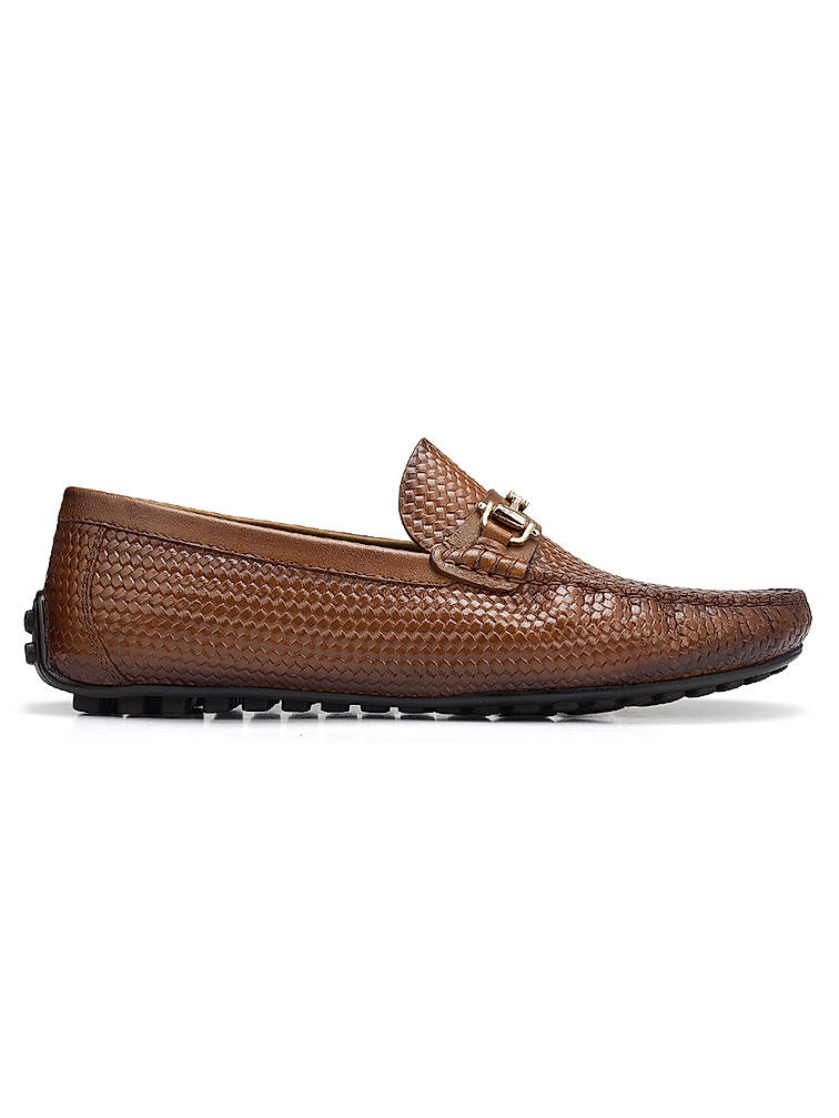 Tan Moccasins With Metal Buckle