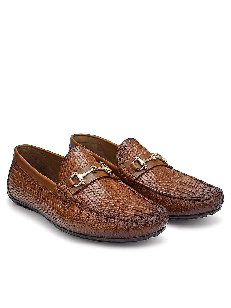 Tan Moccasins With Metal Buckle