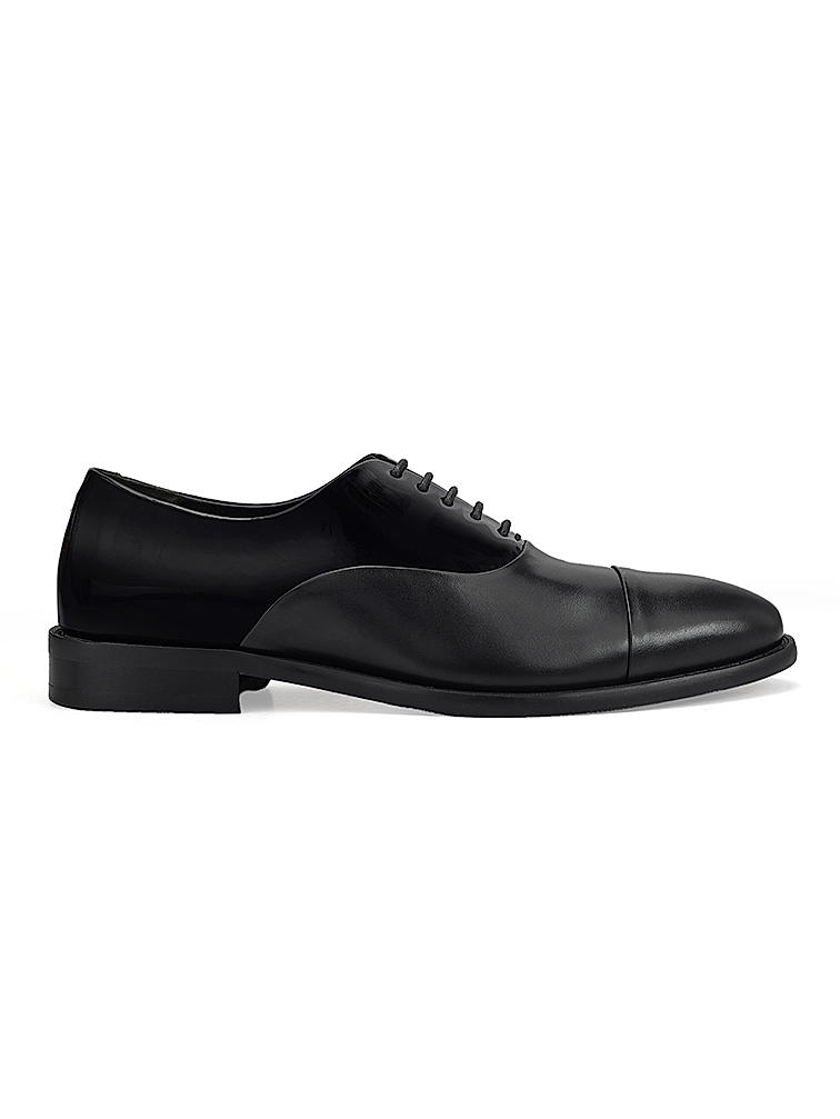 Black Leather Cap Toe Lace Ups