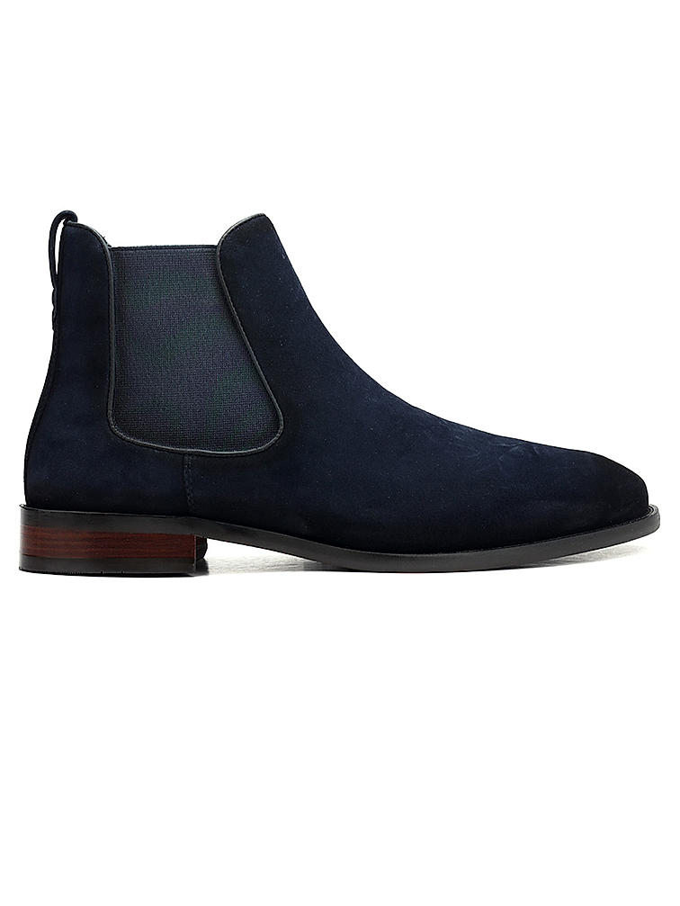 Navy Suede Leather Boots