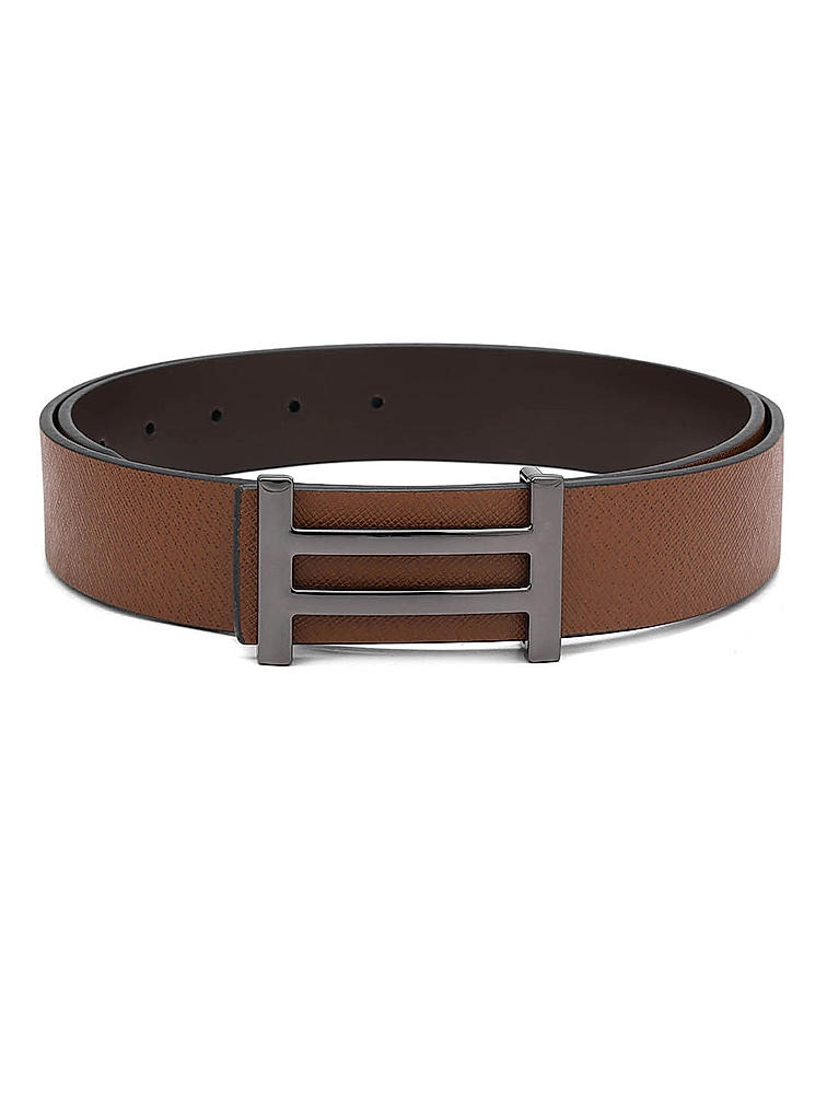 Tan Saffiano Leather Men's Belt