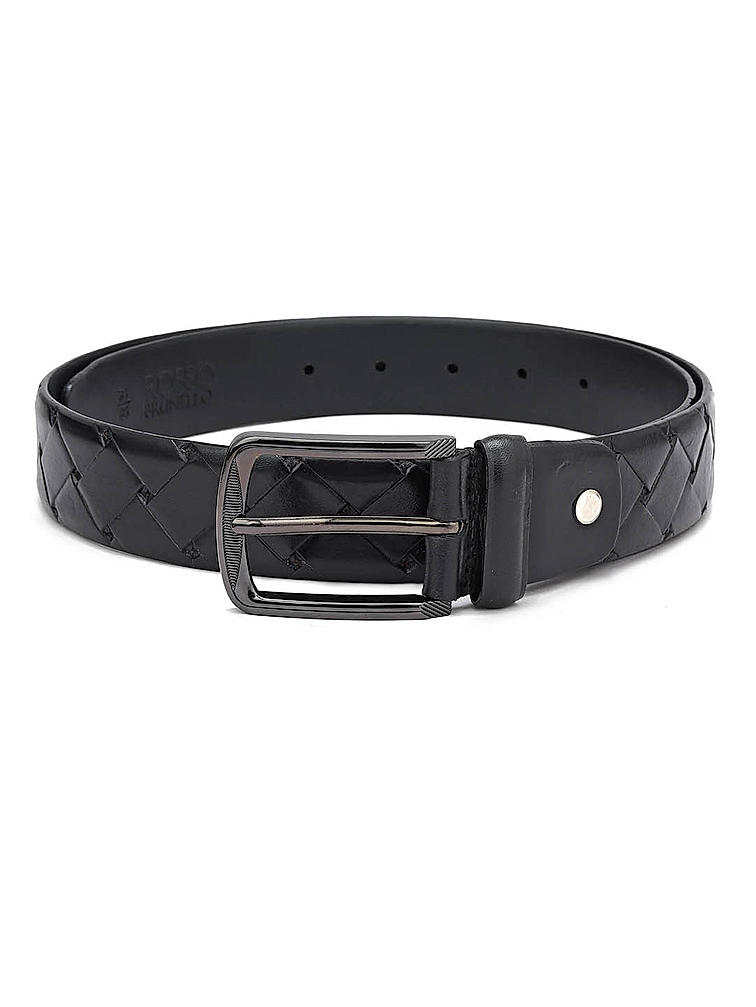 Black Mat Embossed Men's Belt