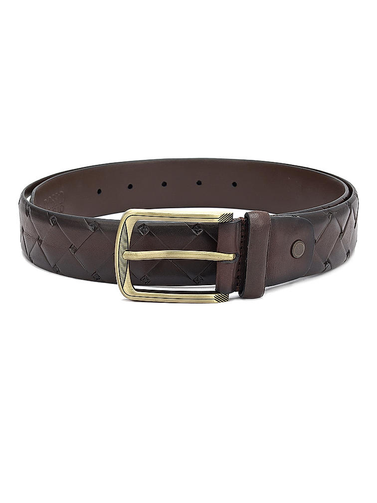 Brown Mat Embossed Men's Belt