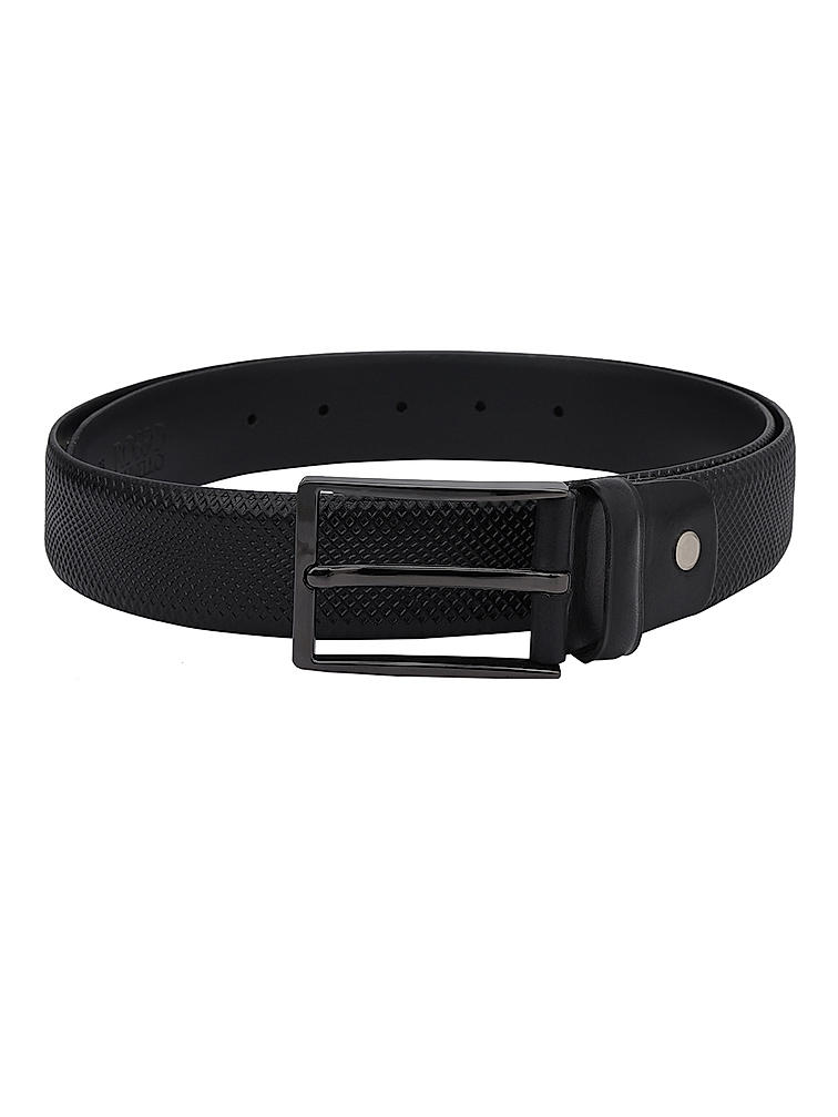 Black Textured Leather Men's Belt