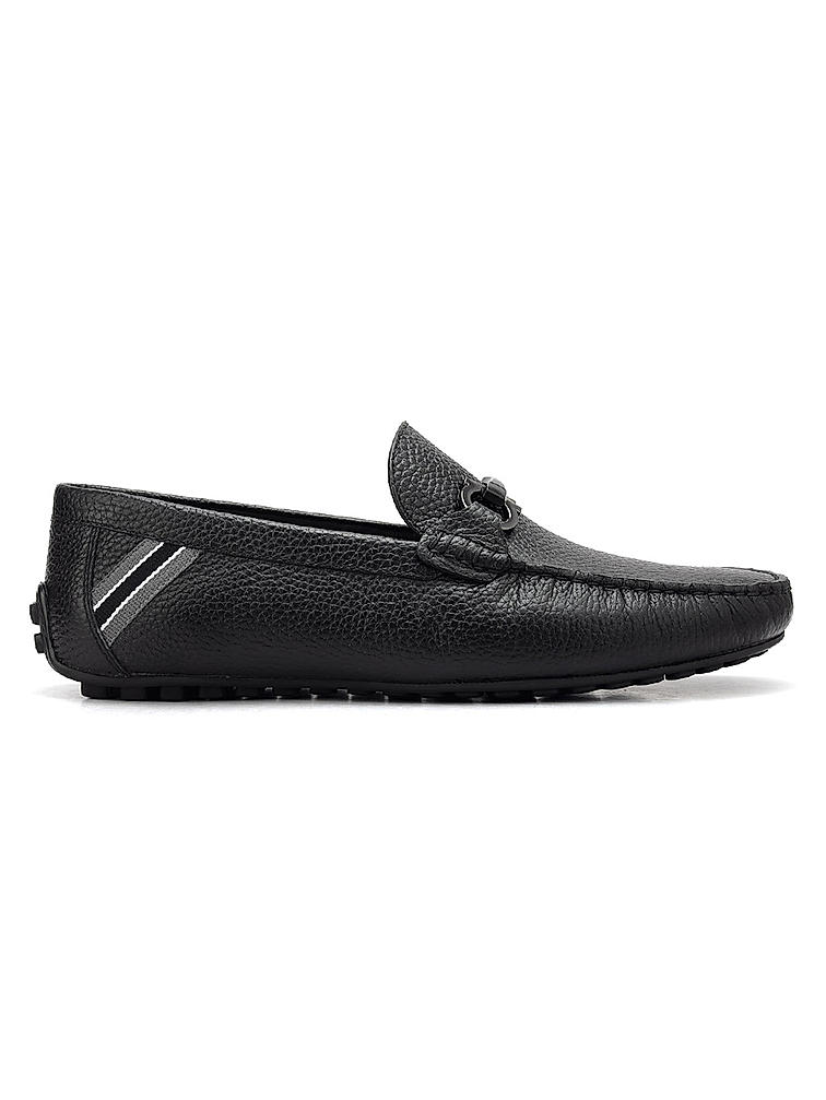 Black Moccasins With Metal Buckle