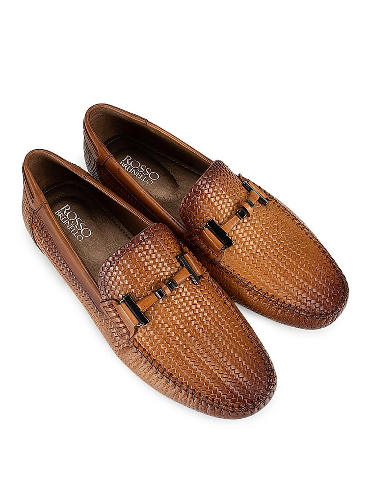 Tan Textured Loafers