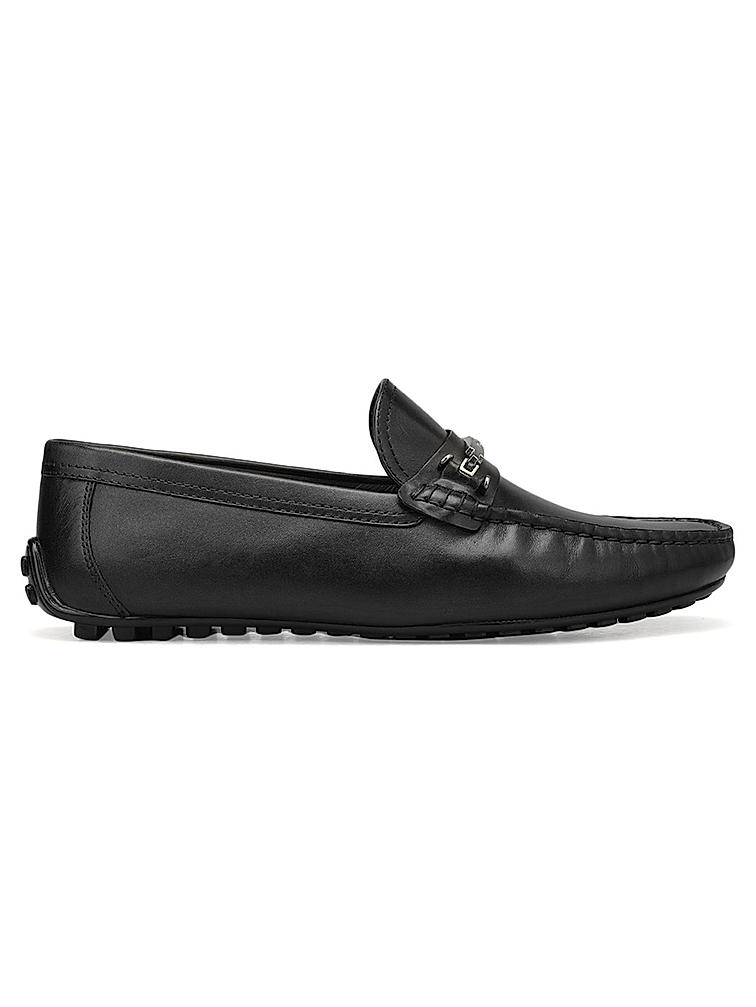 Black Moccasins With Metal Buckle