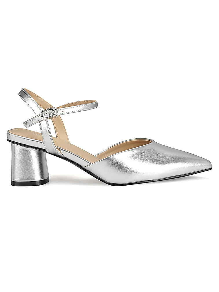 Silver Pointed Toe Heels