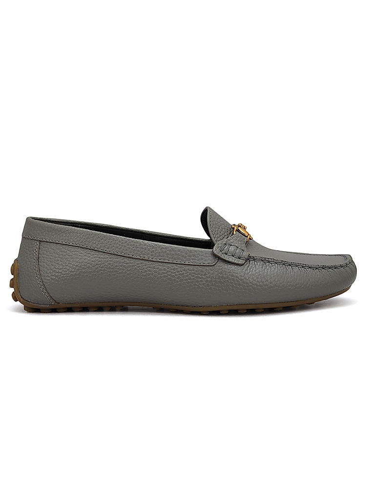 Grey Embellished Moccasins