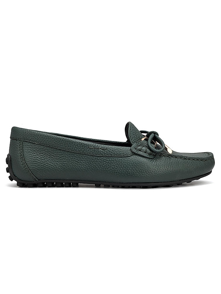 Green Moccasins With Bow Detail