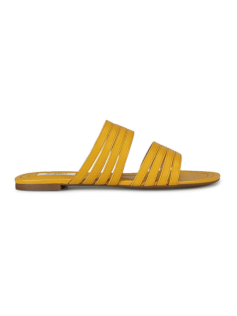 Mustard Strappy Slides