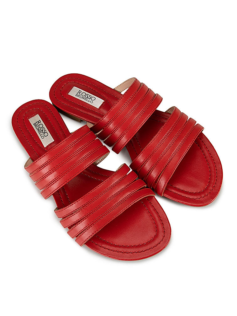 Red Strappy Slides