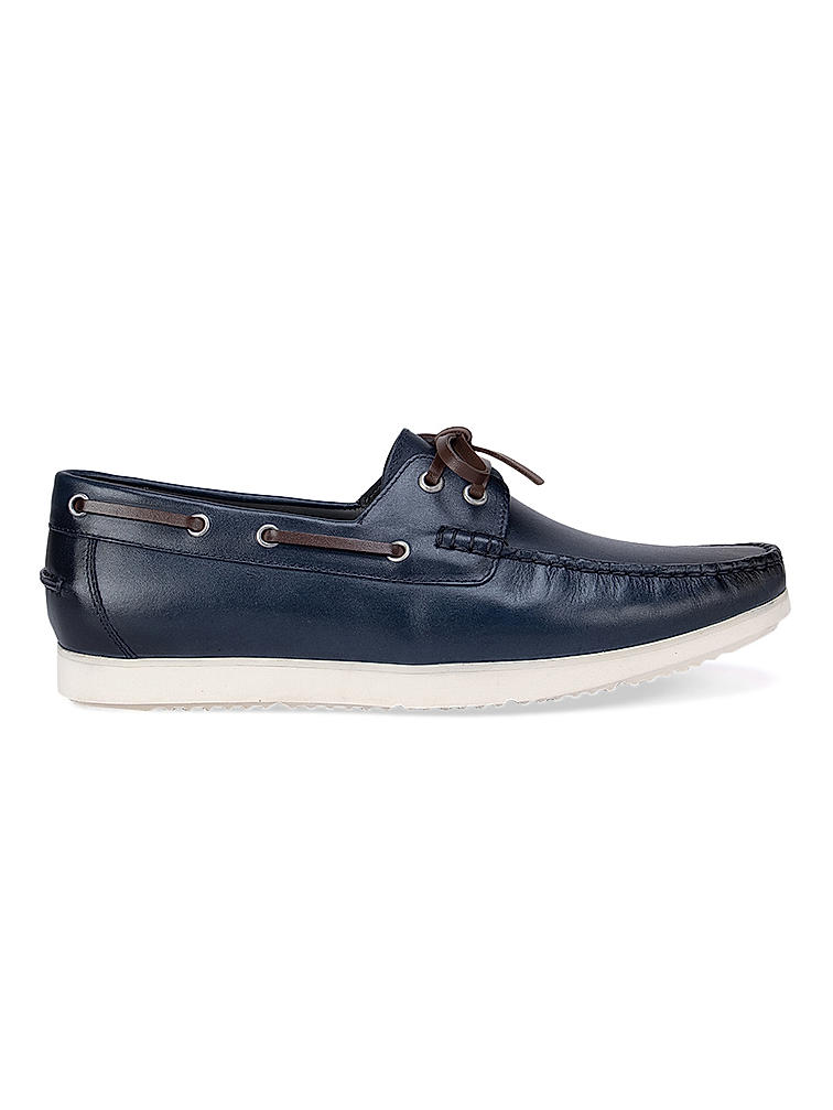 Blue Leather Boat Shoes